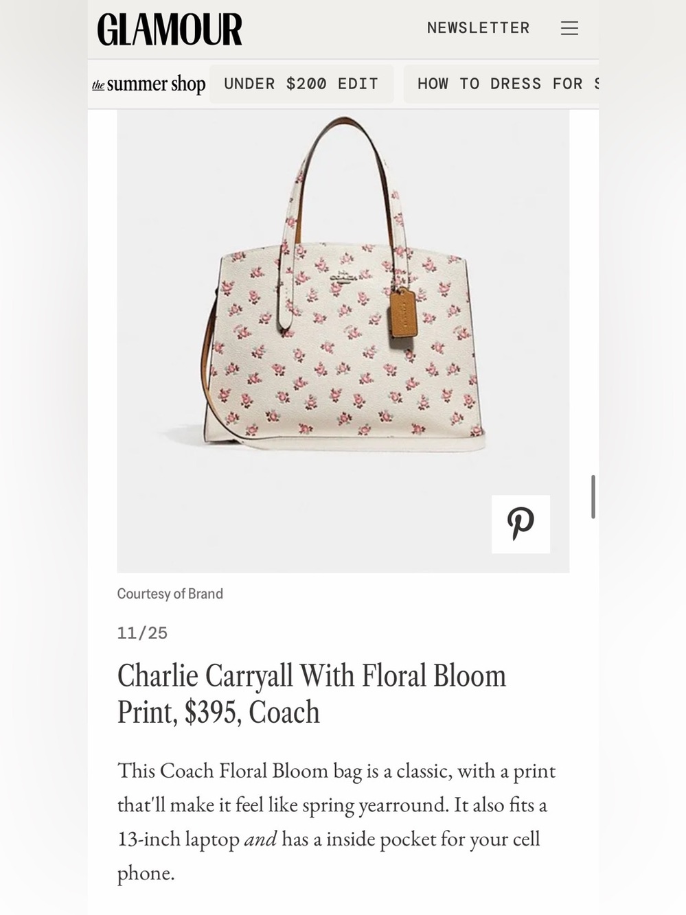 Authentic Coach Charlie Carryall 28 Floral Bloom Leather Tote | 26964